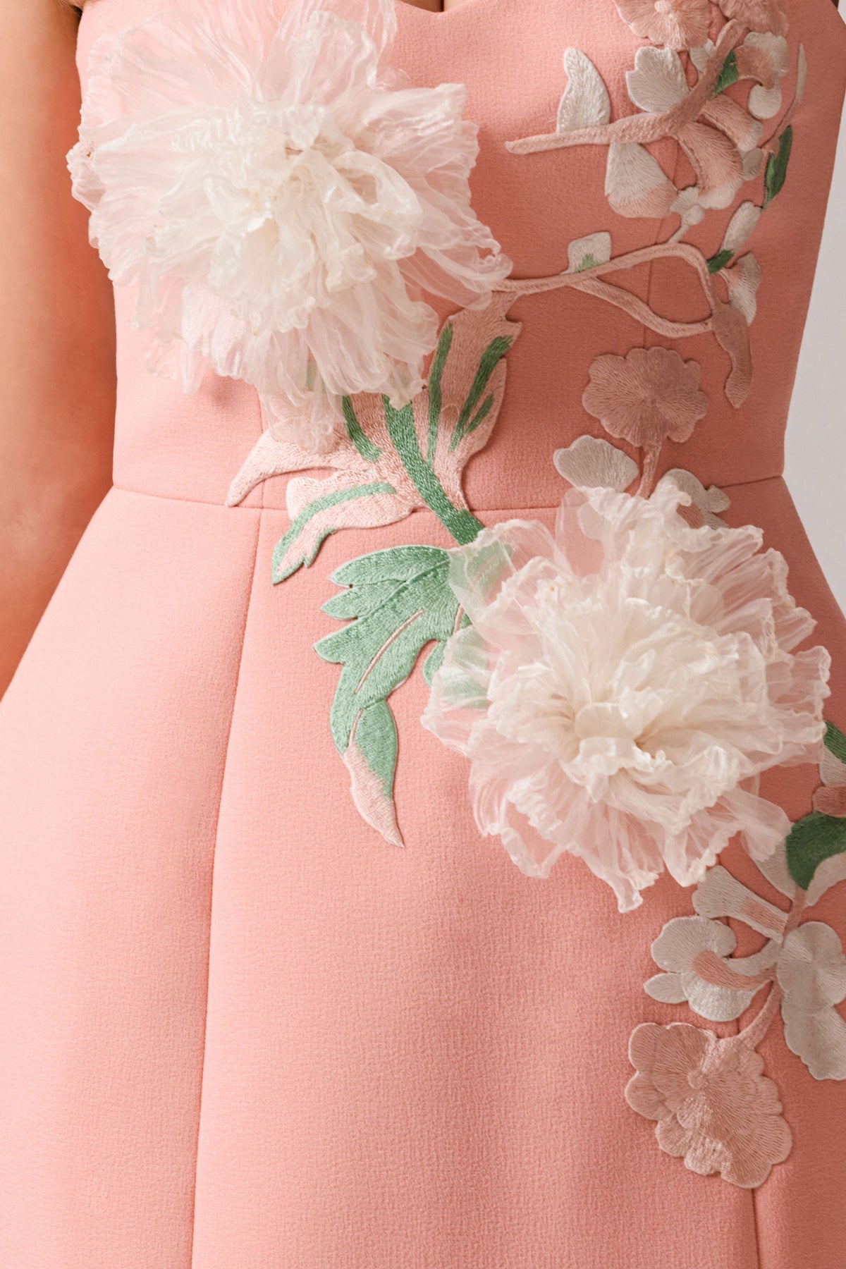 Lulu | Coral Sweetheart Embroidered Mini Dress