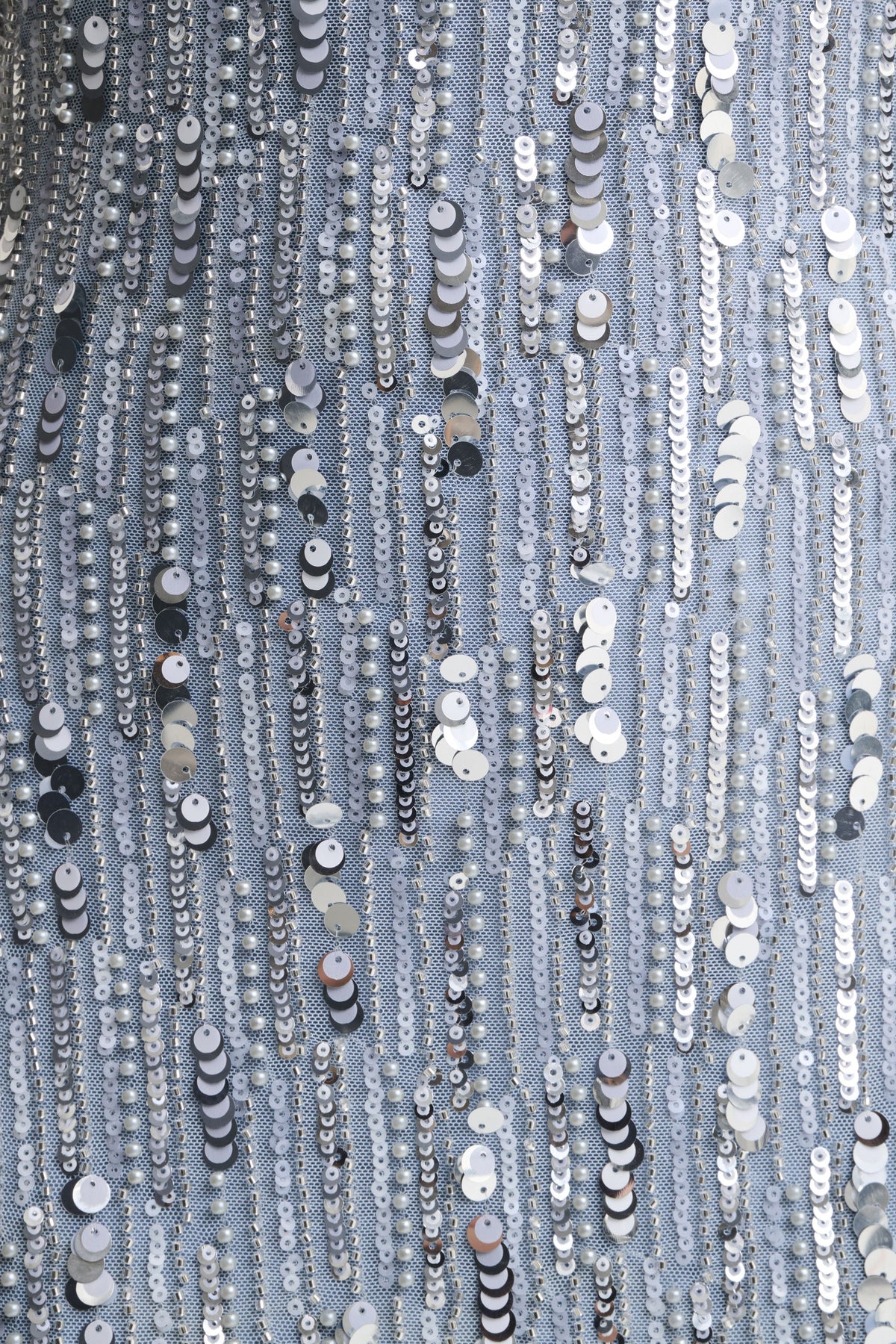 Zaira | Silver Sequin High-Neck Maxi Dress With Open-Back