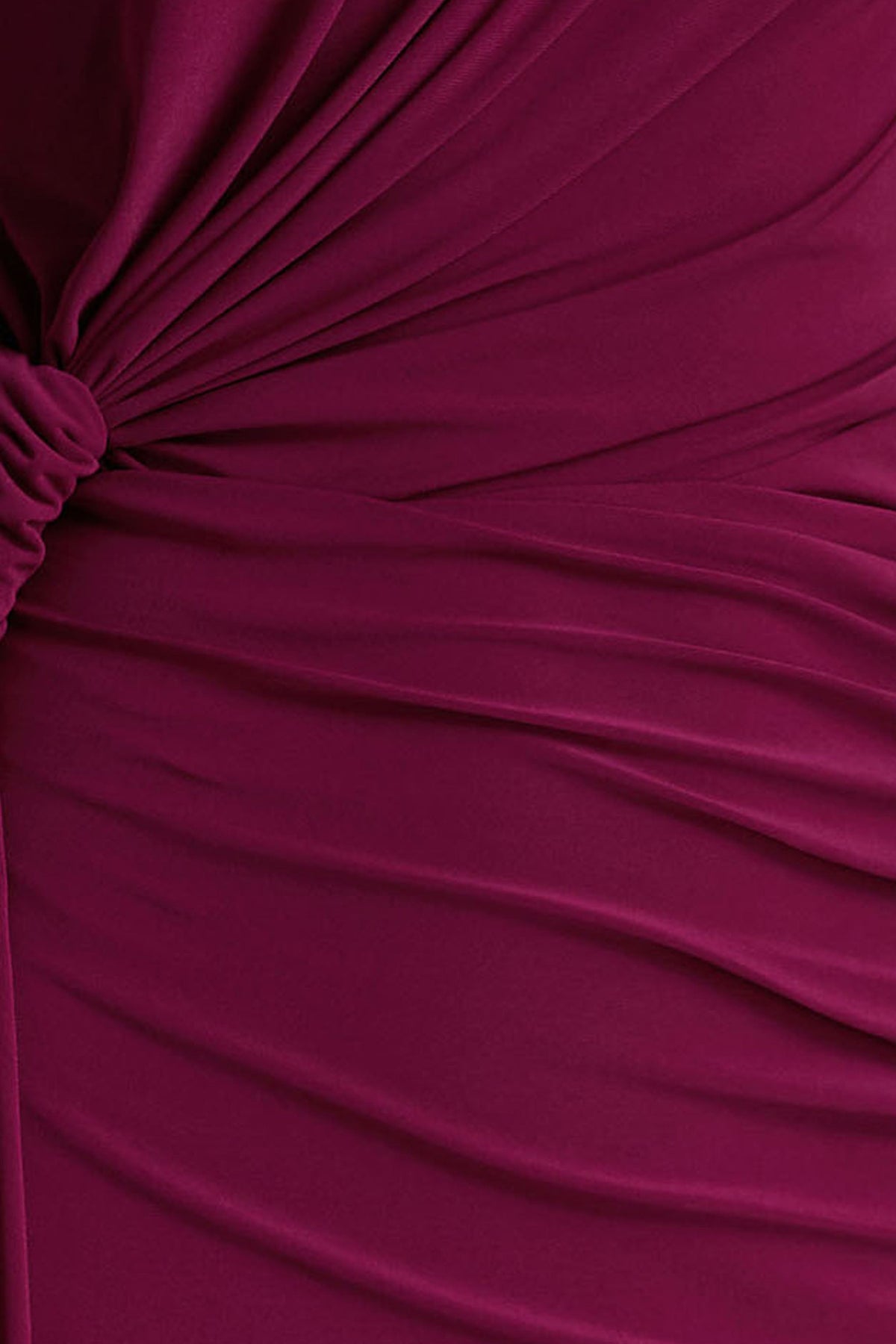 Solene | Burgundy High-Neck Maxi Dress With Wrap And Drape Detail