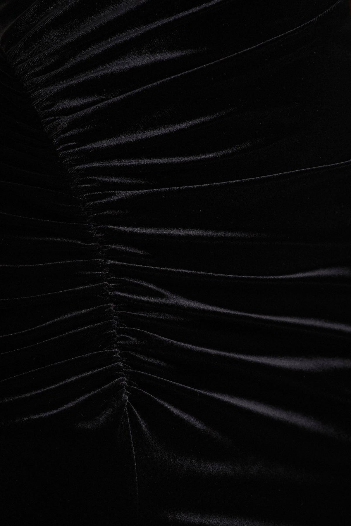 Camilla | Black Velvet Asymmetric-Neck Maxi Dress With Ruched Detailing