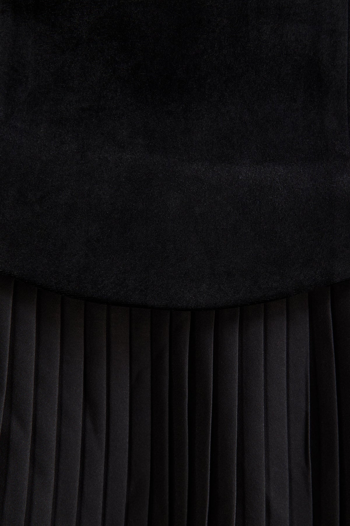 Valentina | Black Velvet Bandeau Mini Dress With Pleated Detailing