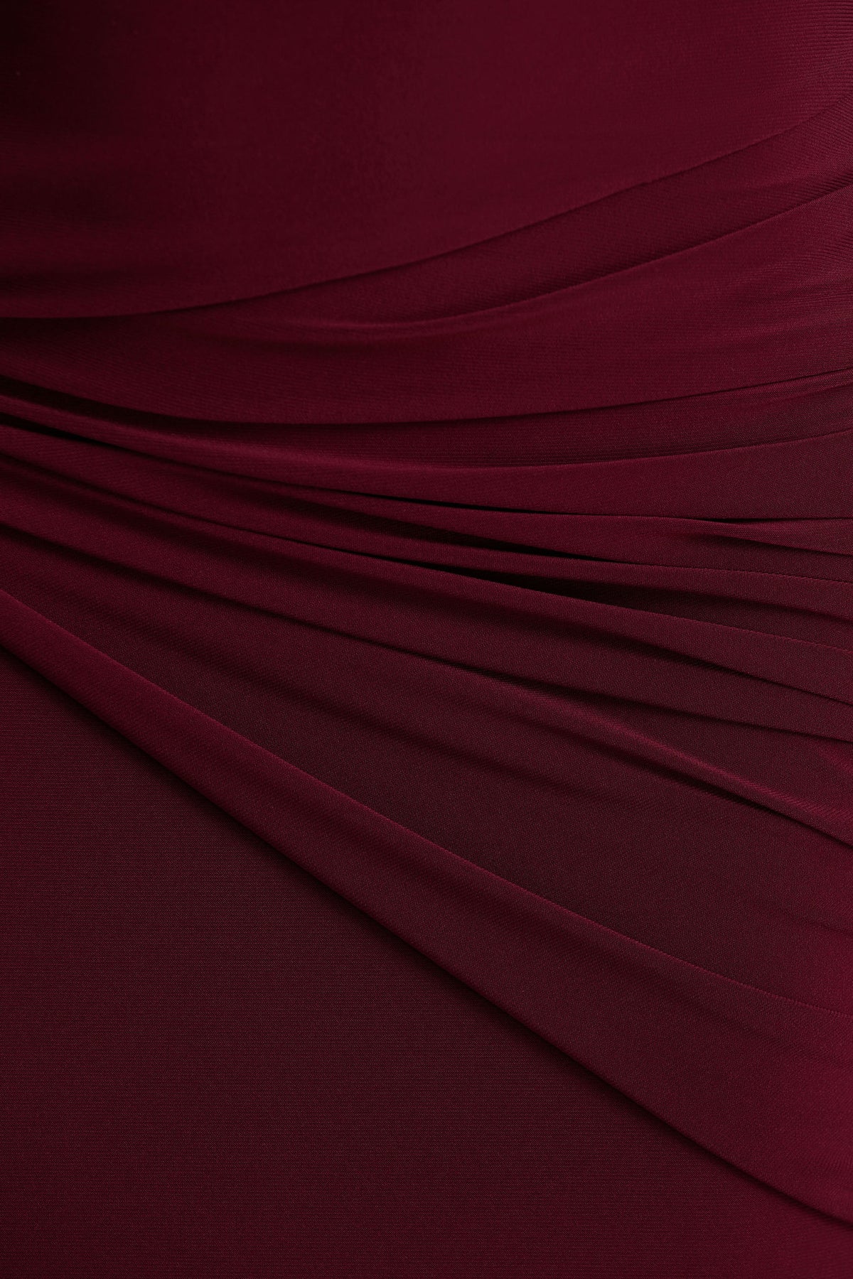 Decadence | Burgundy High-Neck Wrapped Maxi Dress With Twist-Sleeve