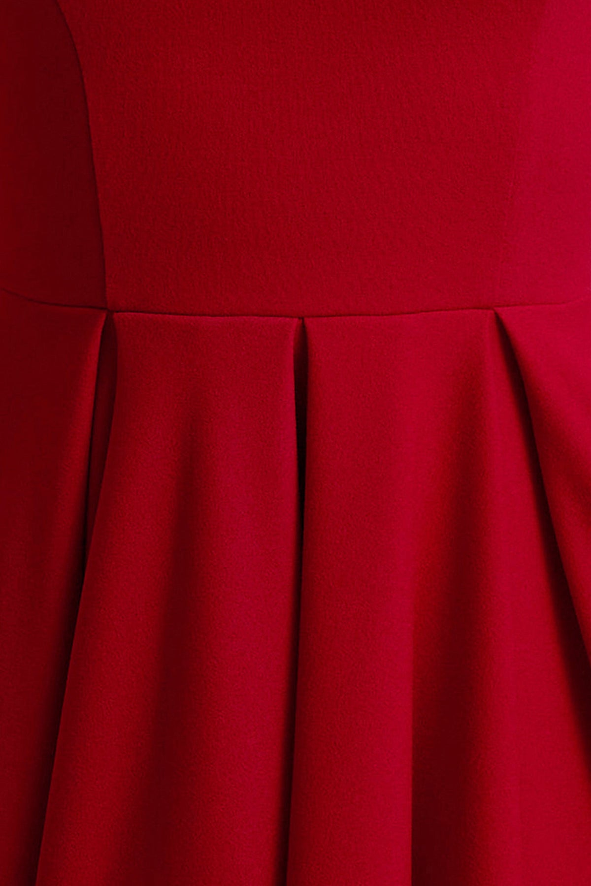 Parina | Red Scuba Square Neck A-Line Midi Dress