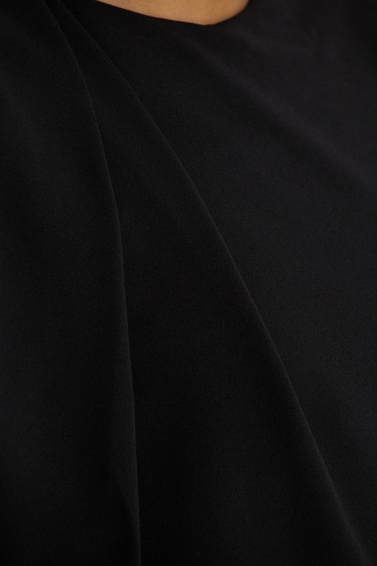 Meave | Black Boat-Neck Maxi Dress With Draped Detail