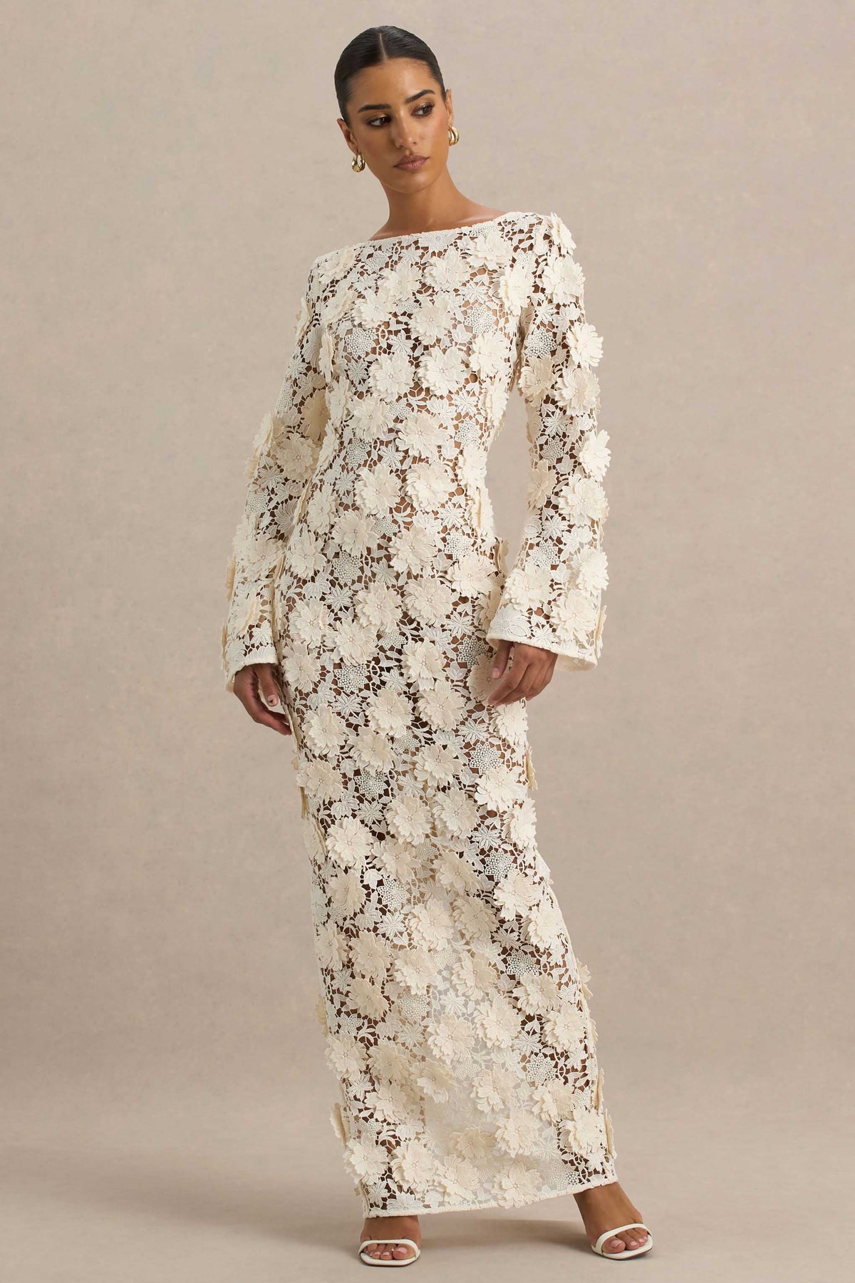 Viper | Cream Lace Long-Sleeve Maxi Dress