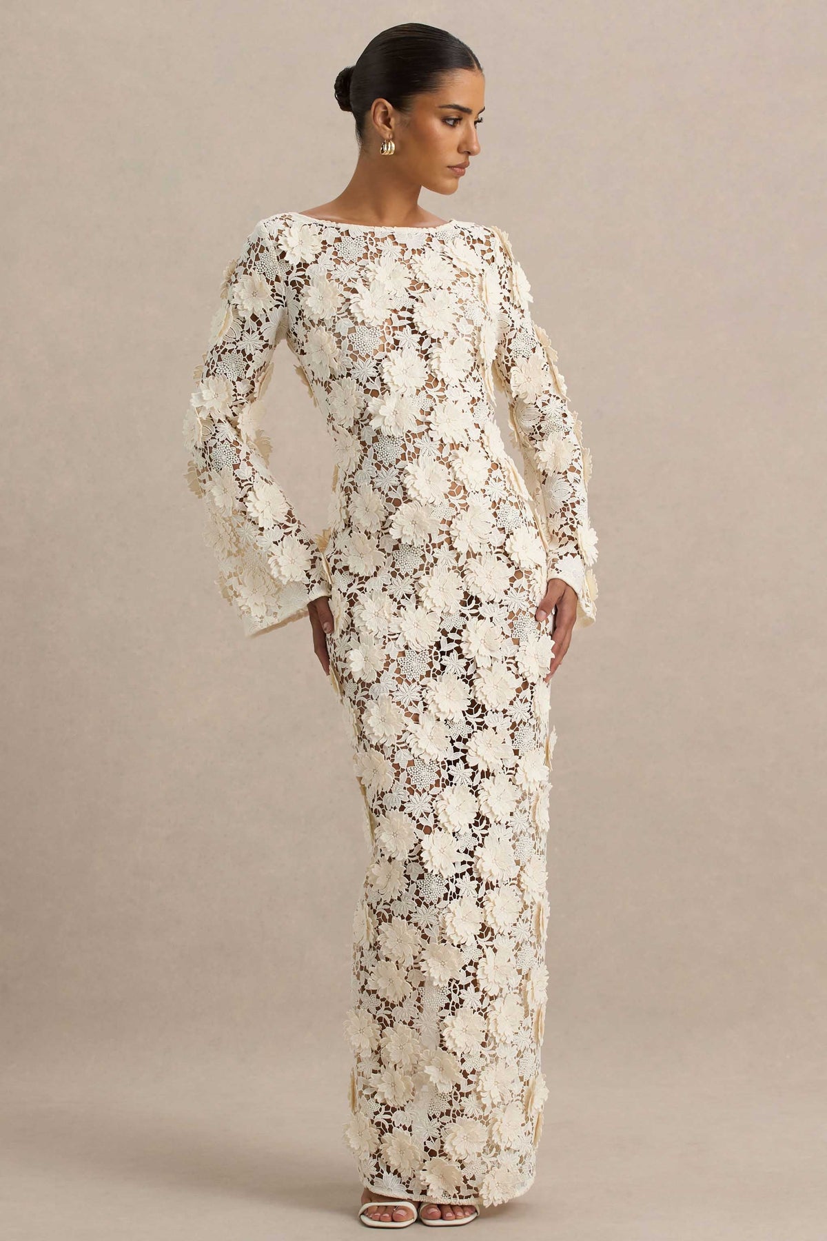 Viper | Cream Lace Long-Sleeve Maxi Dress