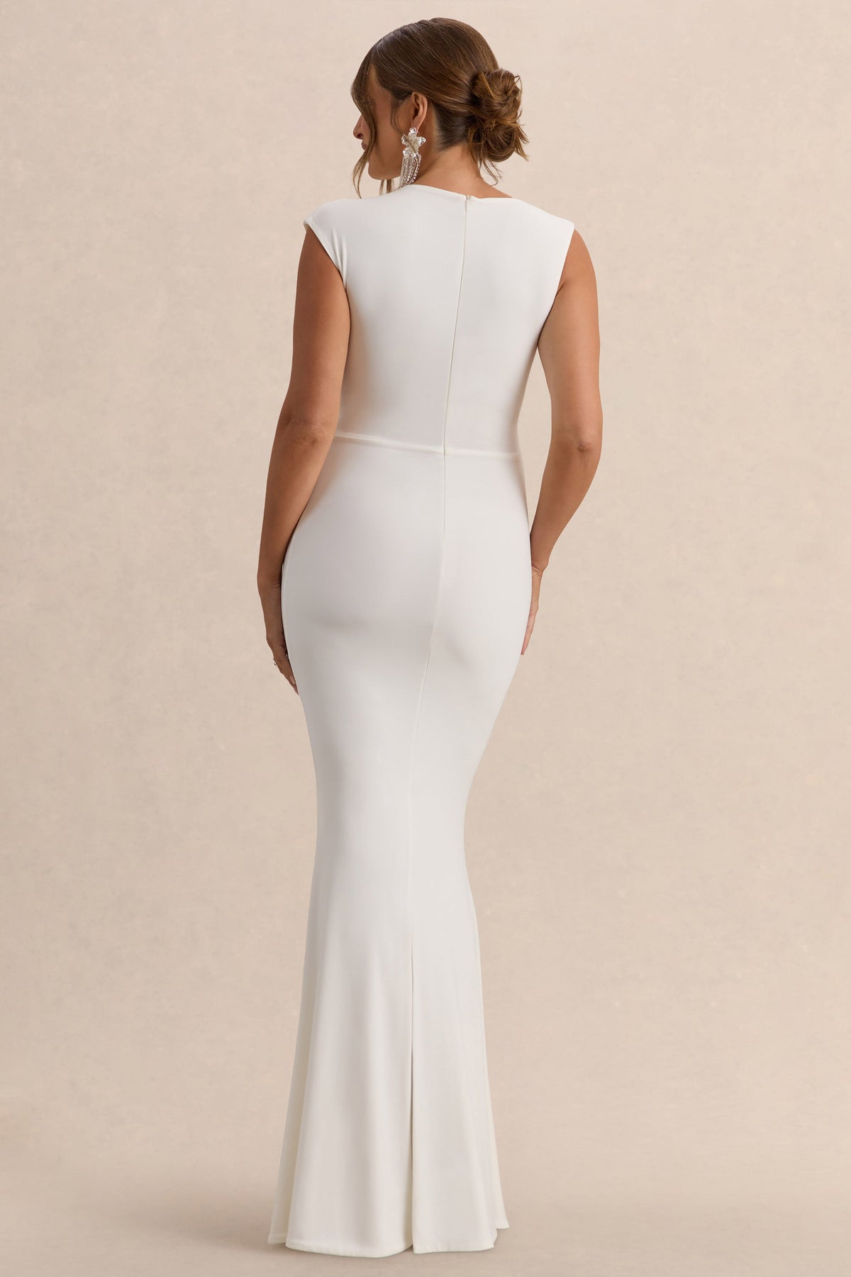 Osanna | White Jersey Round Neck Maternity Maxi Dress With Gathered Detailing