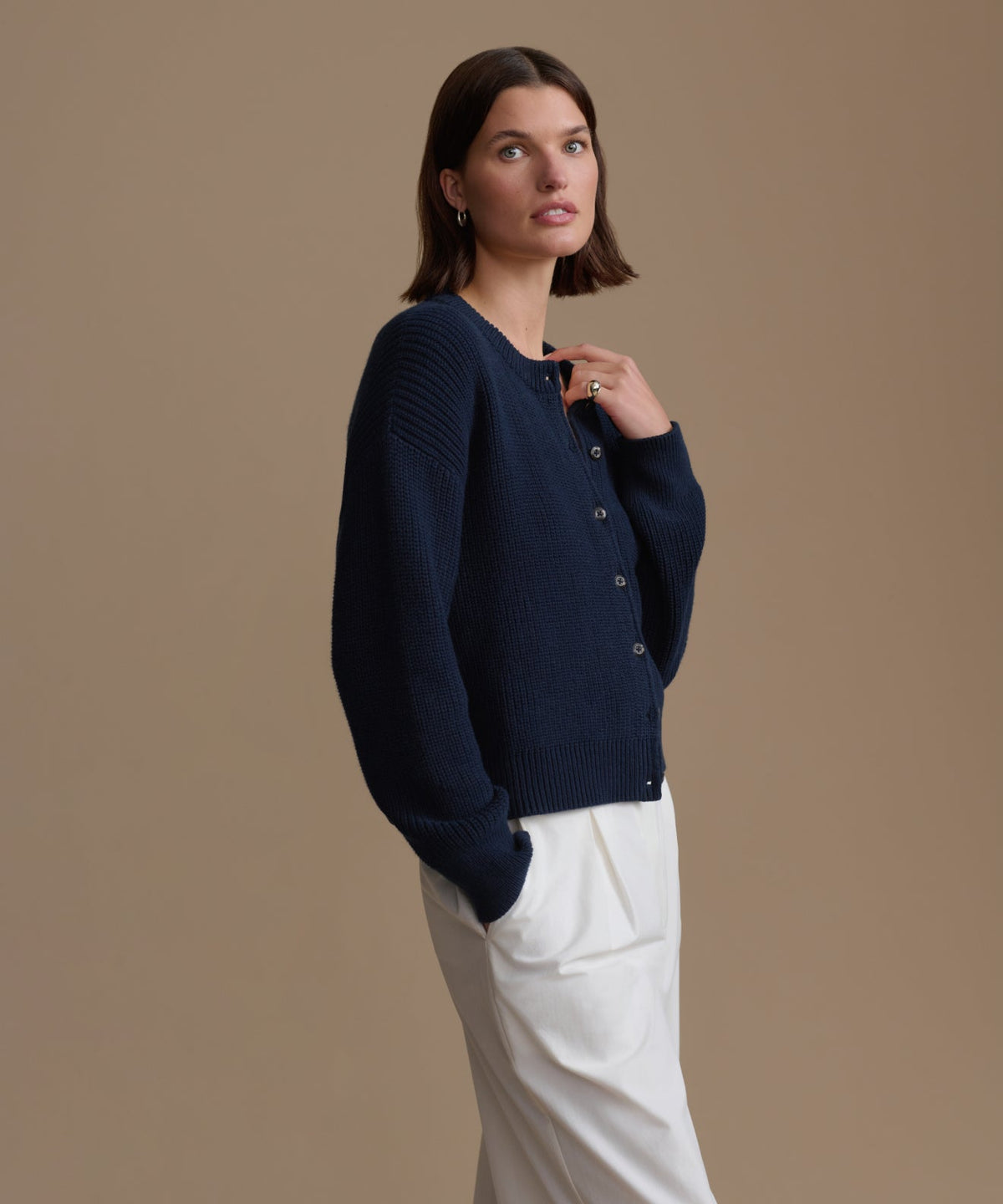 Cotton Hayes Crewneck Cardigan