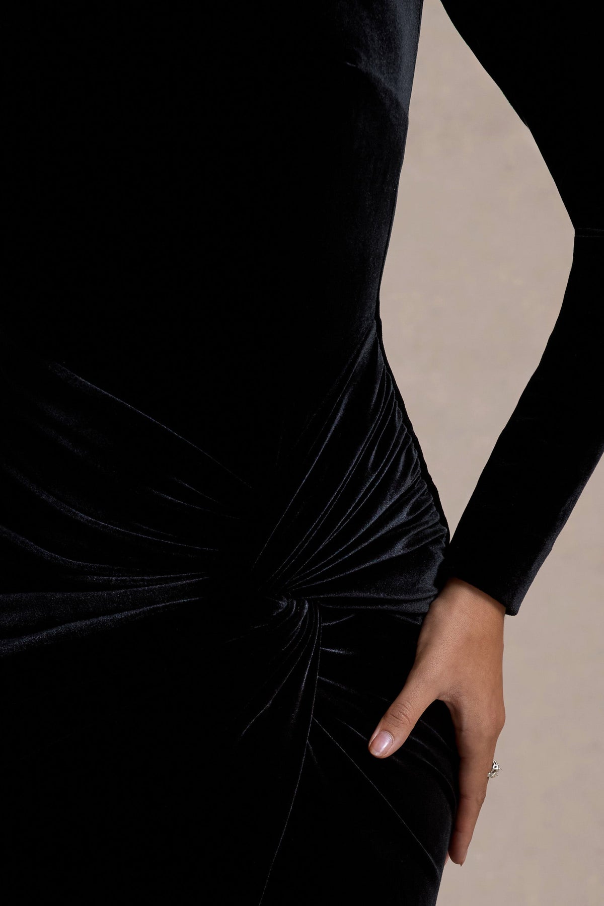 Love Lost | Black Velvet Embellished Twist Maxi Dress