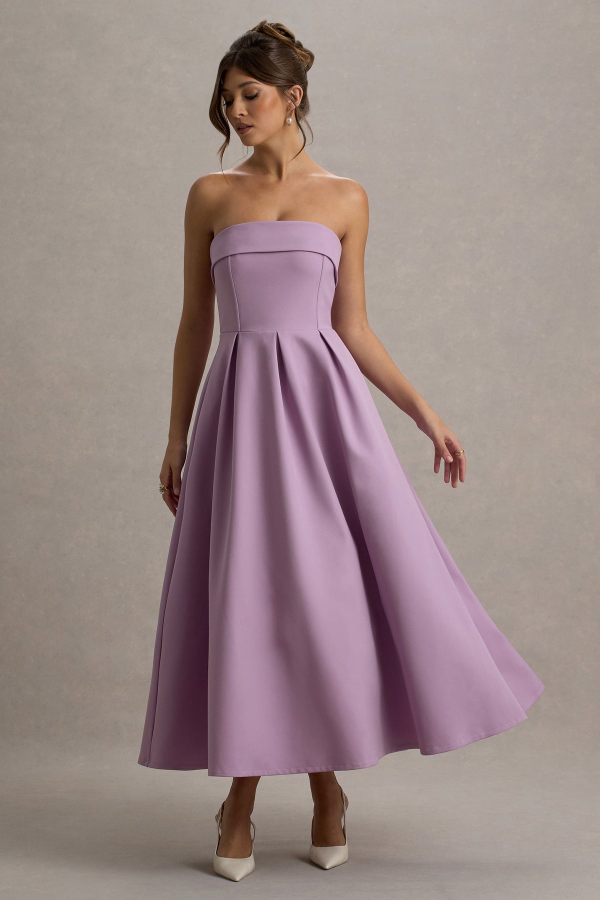 Annalise | Lilac Bandeau Skater Midi Dress