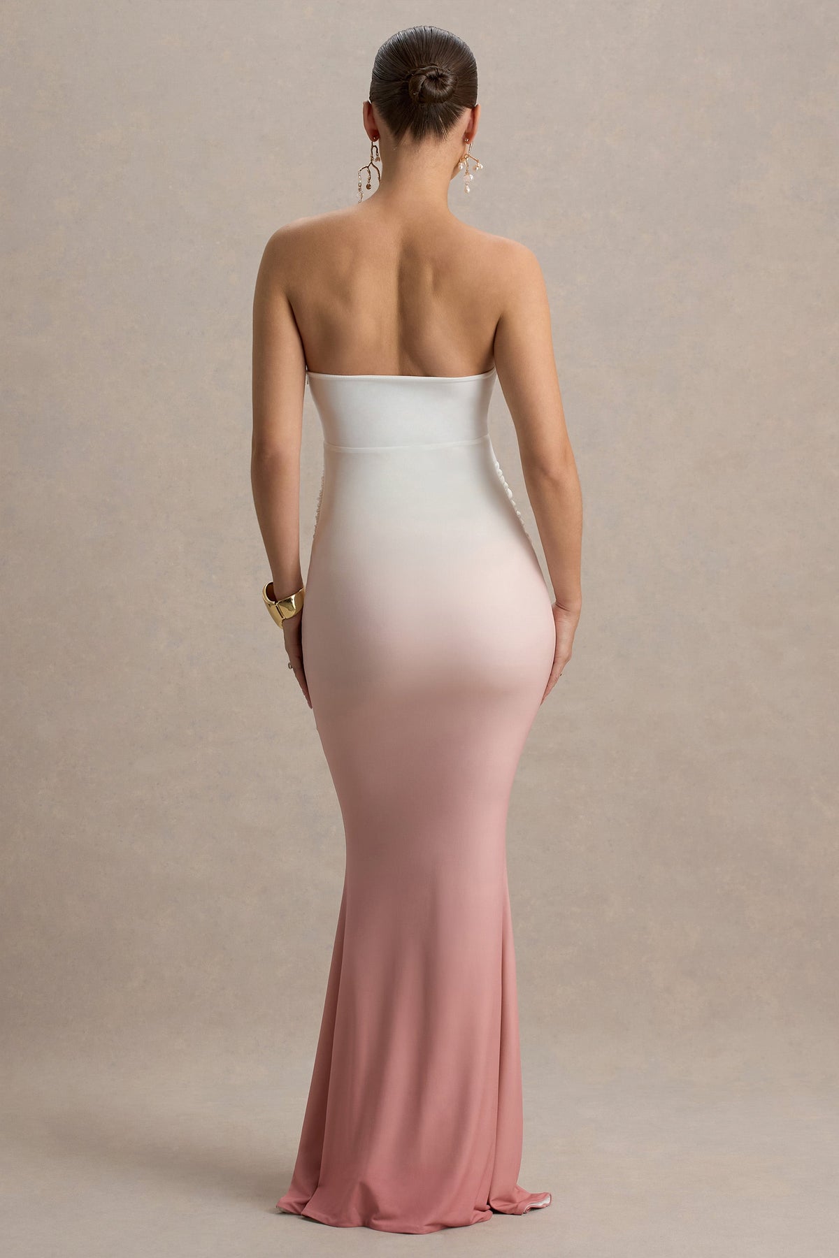 Sharnie | Pink Ombre Strapless Maternity Maxi Dress