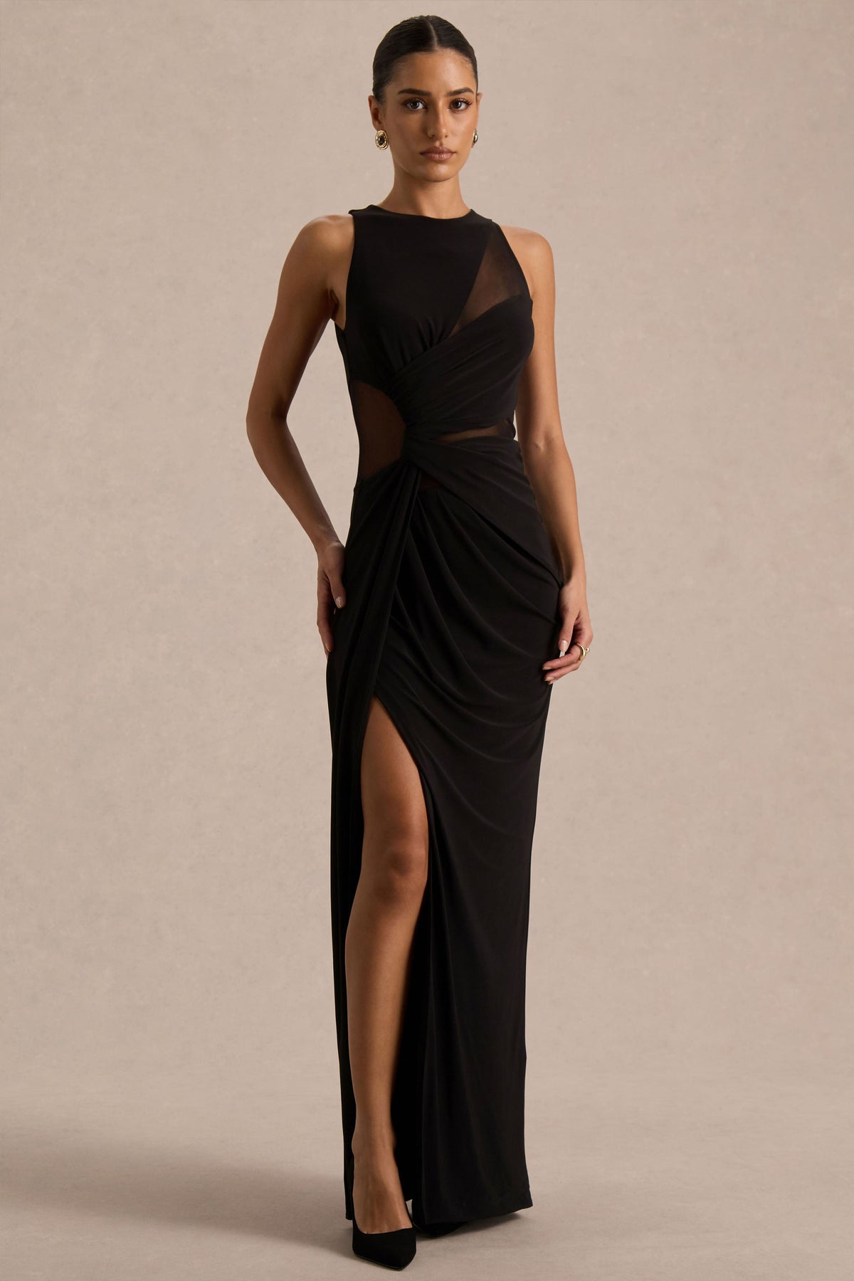 Opaline | Black Crew-Neck Maxi Dress