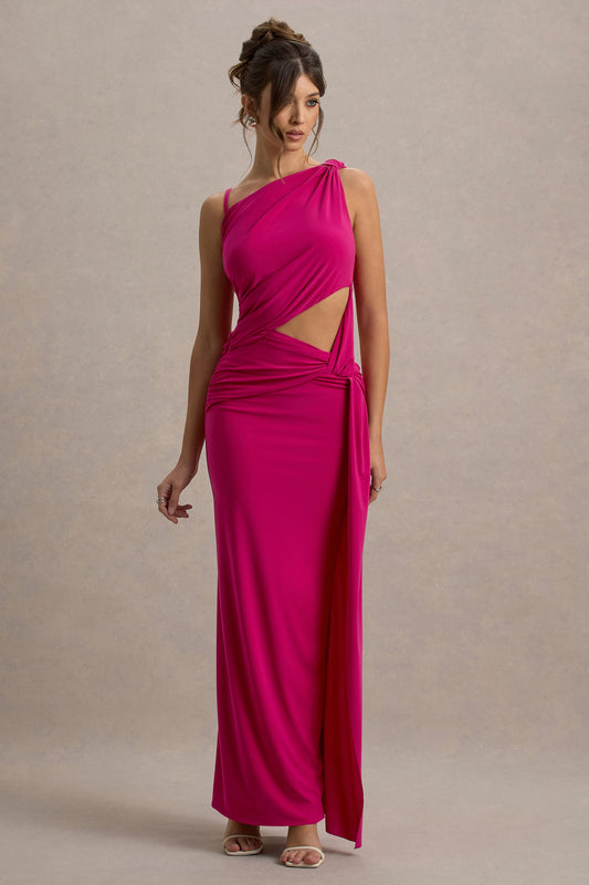 Storm | Hot Pink Asymmetric Maxi Dress With Cut-Out Details