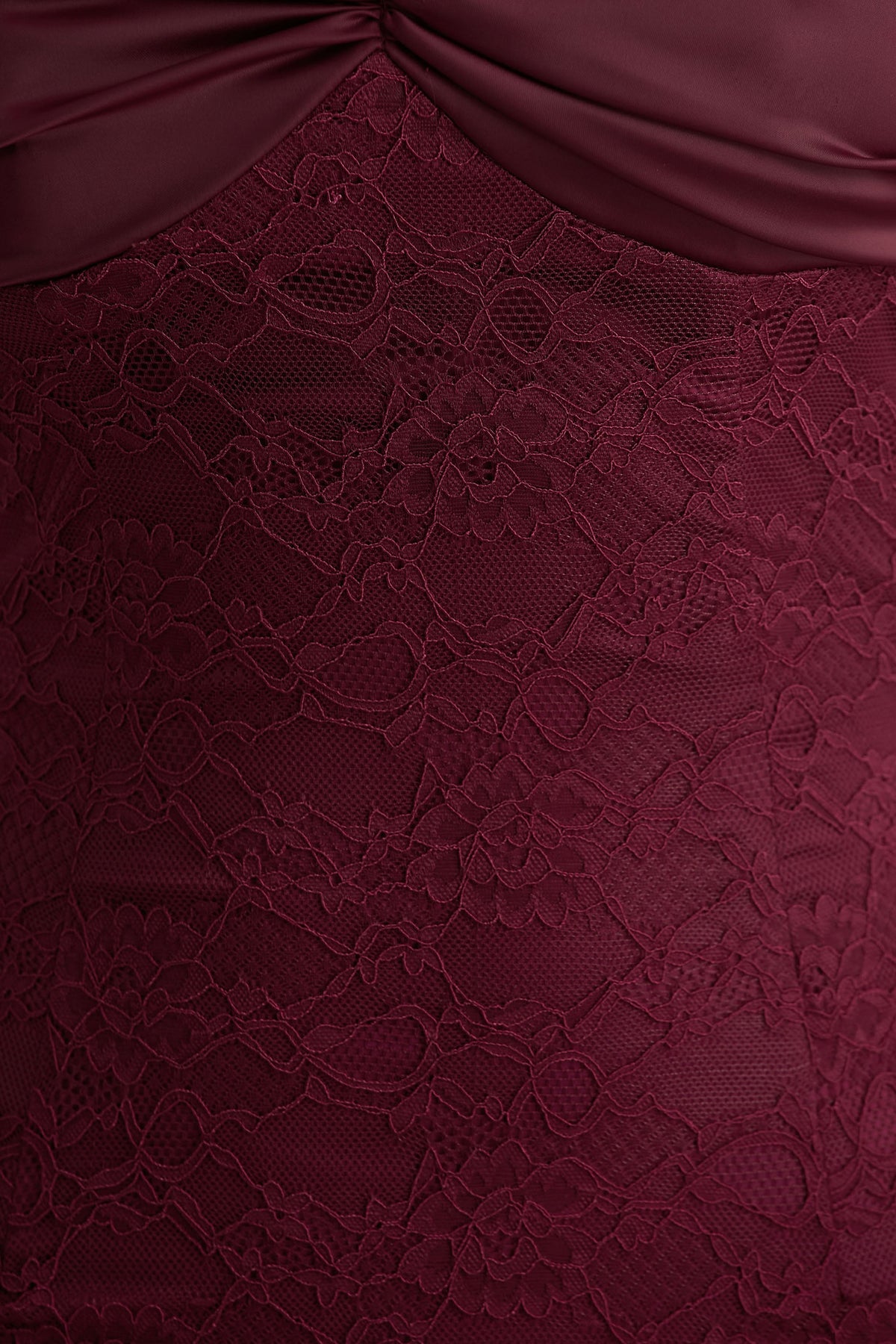 Juana | Burgundy Lace And Satin Sweetheart-Neck Satin Maxi Dress