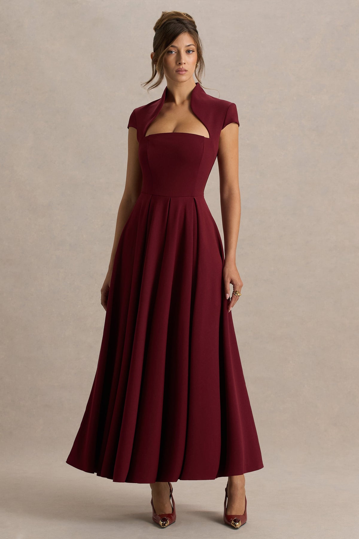 Scarlett | Burgundy Square-Neck Maxi Dress