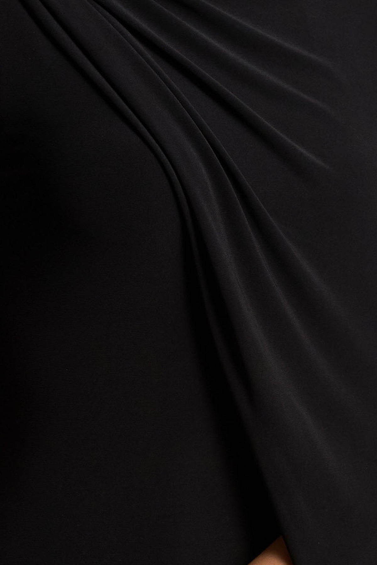 Cressida | Black Asymmetric-Neck Maxi Dress With Cape And Gold Detail