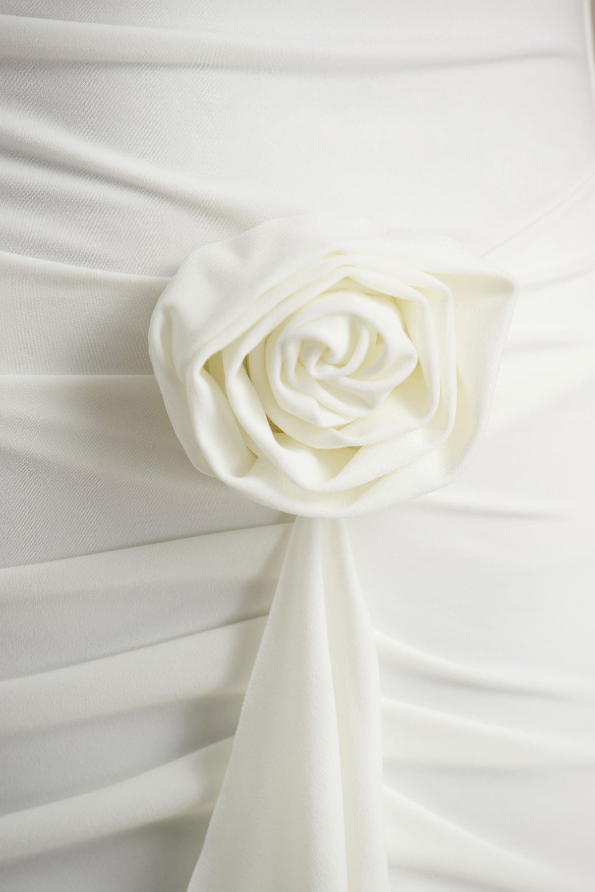 Lucena | White Cowl-Neck Maxi Dress With Corsage Detail And Front High Split