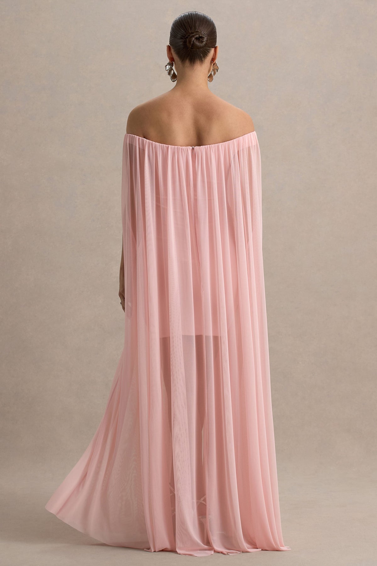 Atmosphere | Pink Bandeau Maternity Mini Dress With Mesh Overlay