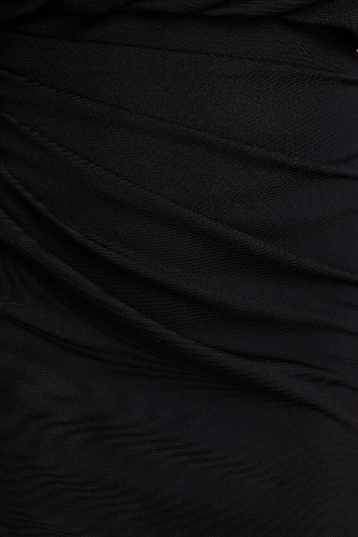 Olivia | Black Asymmetric-Neck Maxi Dress With Ruched Detailing And Asymmetric-Hem