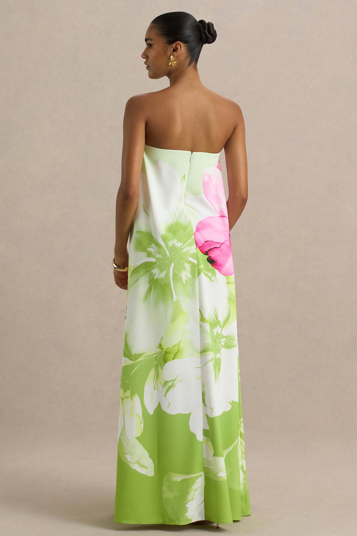 Ellery | Lime Floral Print Bandeau Maxi Dress