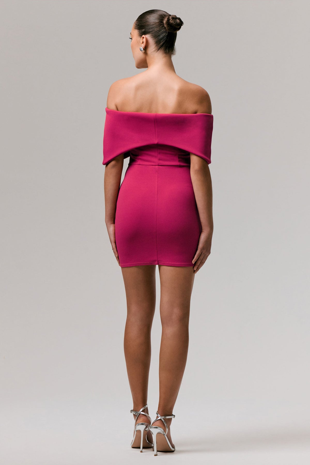 Sadie | Hot Pink Bow Bardot Mini Dress