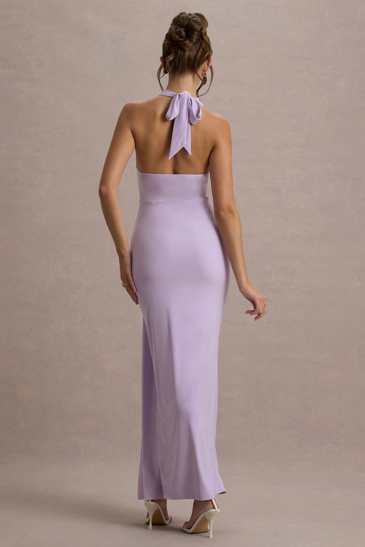 Sunflower | Lilac Jersey Cowl Maxi Dress With Gathered Detailing And Split