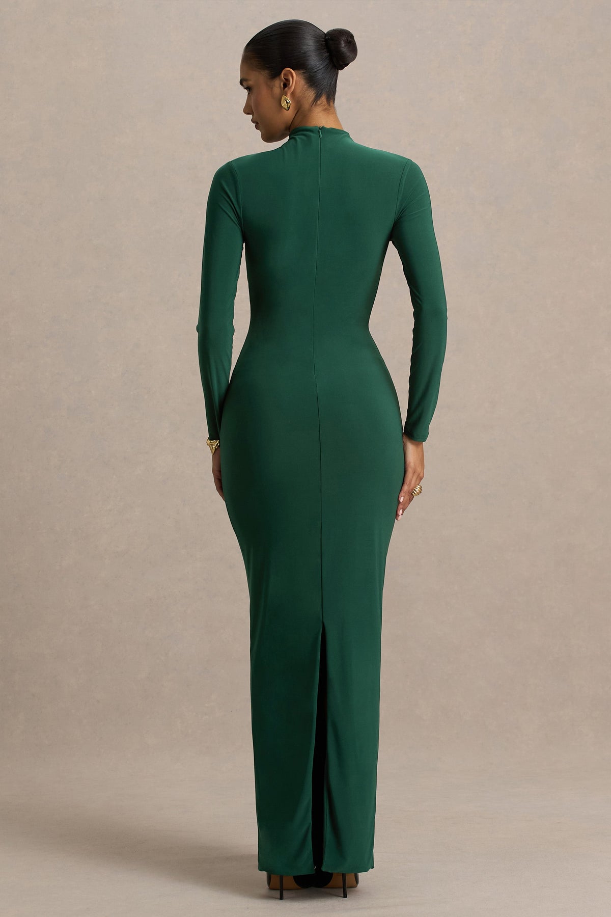 Zadie | Teal High-Neck Maxi Dress With Gathered-Detail