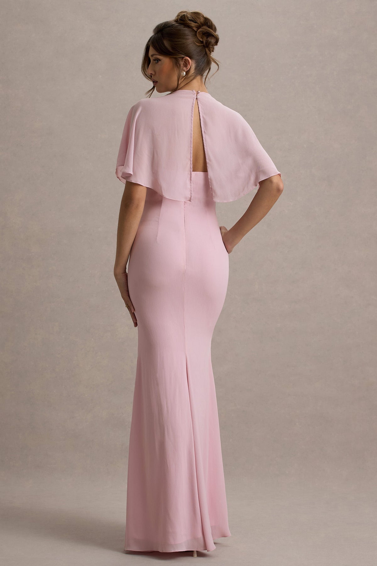 Stila | Pale Pink Plunge-Neck Maxi Dress With High Front Split