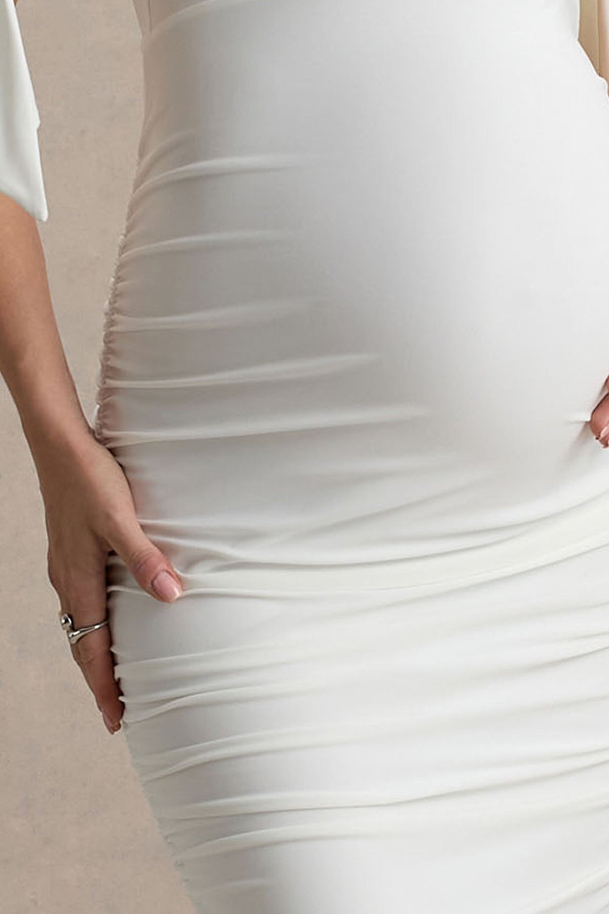 Chandelier | White Bardot Maternity Midi Dress With Bow Details