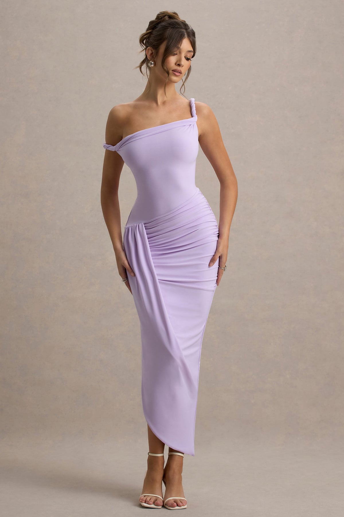 Angelique | Lilac Twisted Asymmetric Maxi Dress