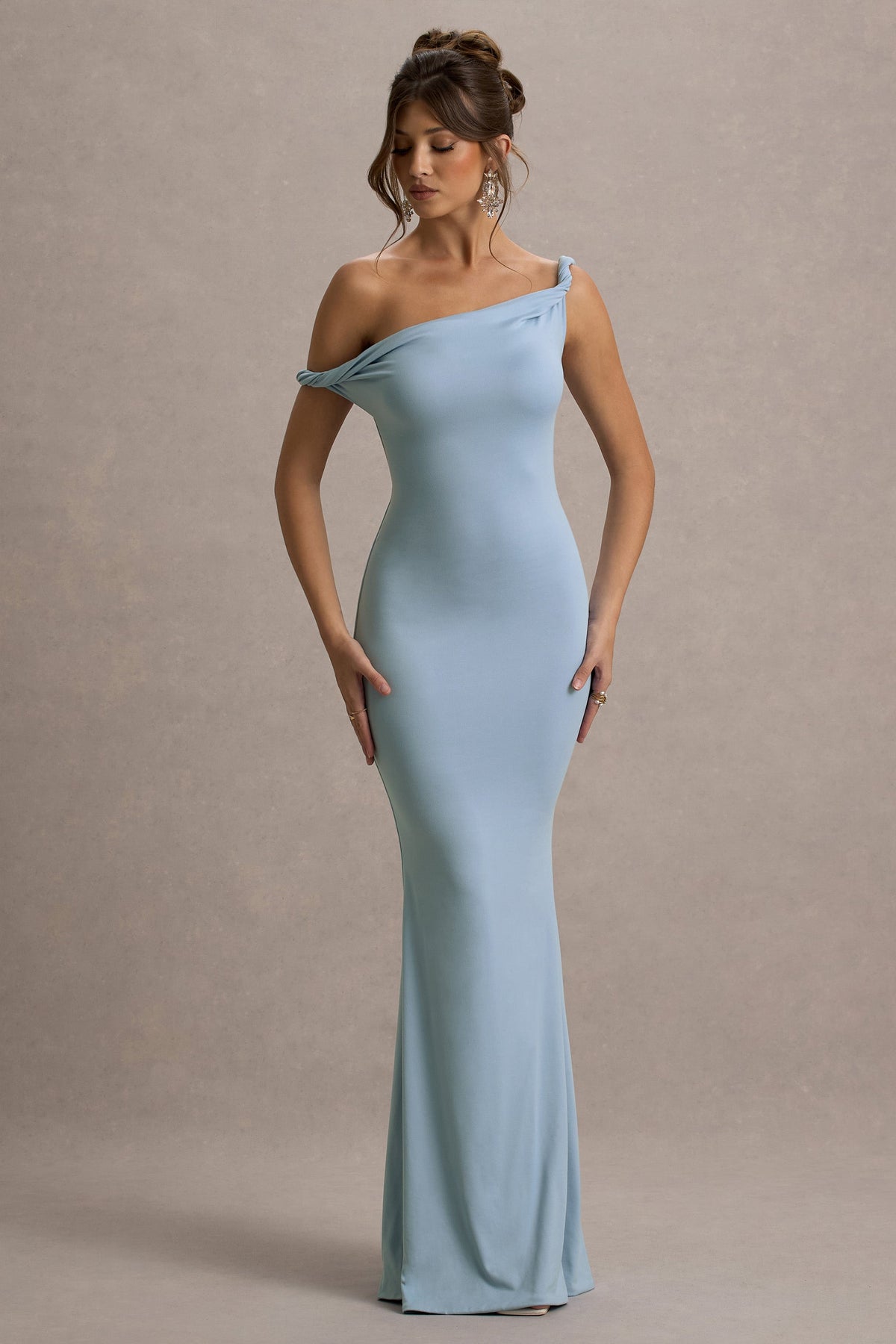 Lita | Powder Blue Twisted Asymmetric Maxi Dress