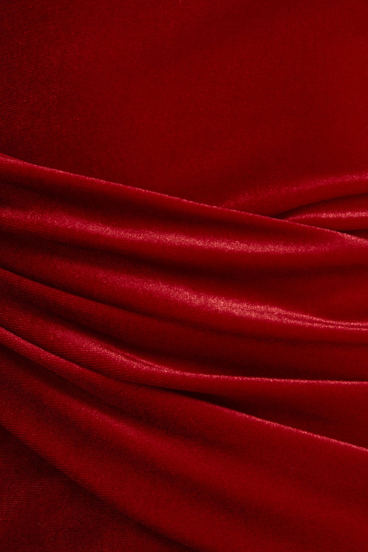 Hadria | Red Velvet Asymmetric-Neck Maxi Dress With Sash-Detail